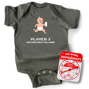 Player 3 Has Entered The Game • Baby Bodysuit • Grey