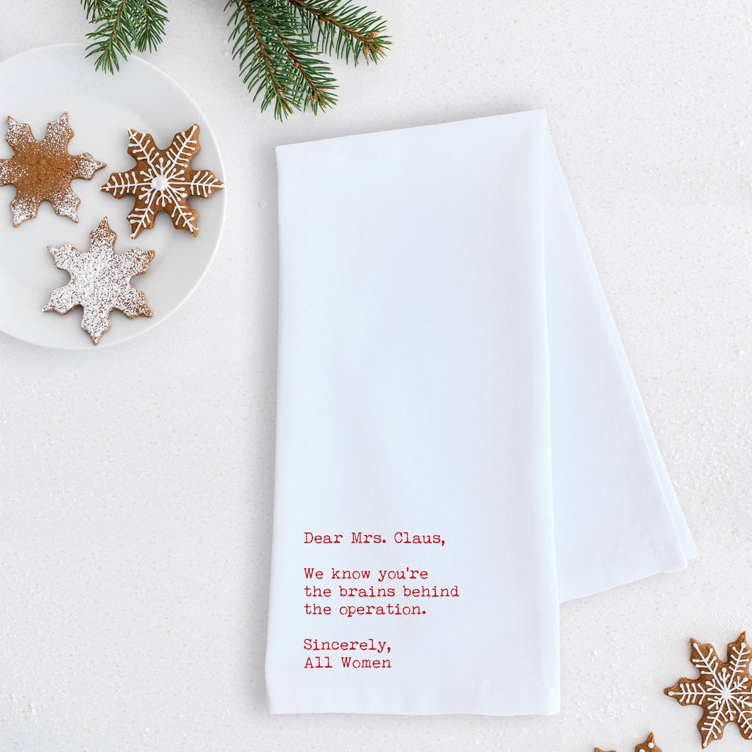 holiday christmas tea towel, dish towel, hostess gift