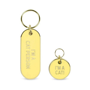 Keychain And Pet Tag Set - I'm a Cat Person / I'm a Cat