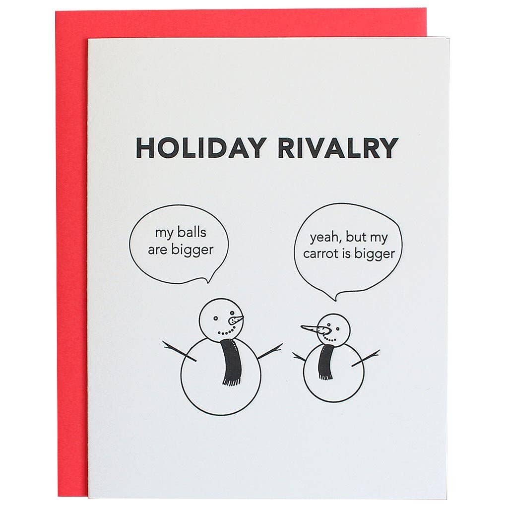 snowmen rivalry christmas card
