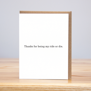 Ride or Die Thank You Card