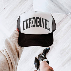 UNFKNBLVBL Black and White Trucker Hat