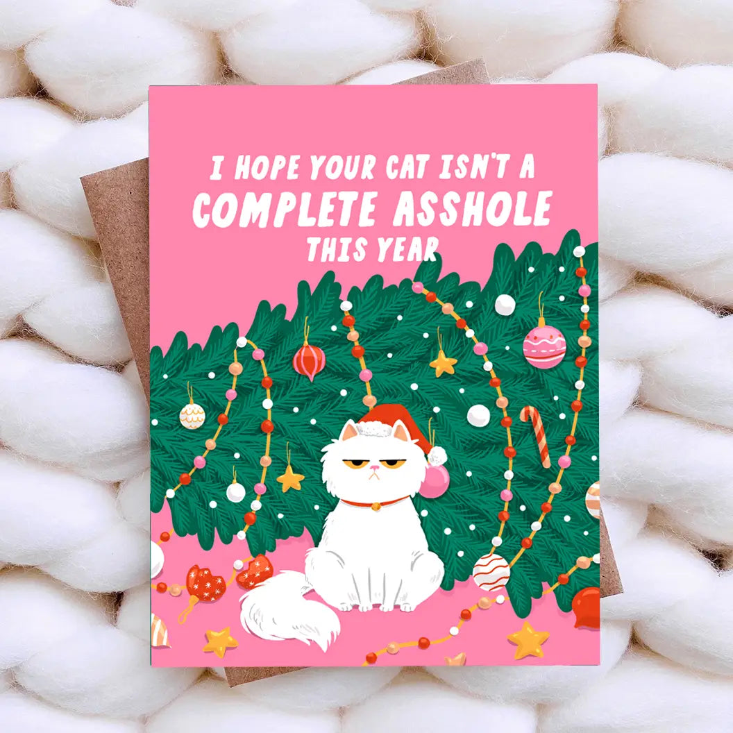Asshole Cat Funny Christmas Card