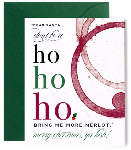 ho ho ho bring the merlot christmas card