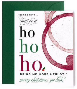 ho ho ho bring the merlot christmas card