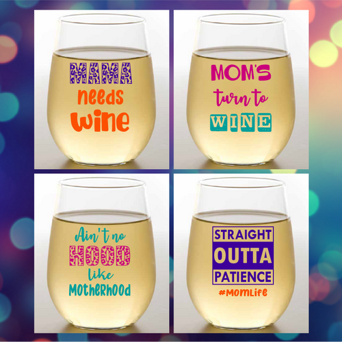 MOM FUNNY Shatterproof Wine Glasses