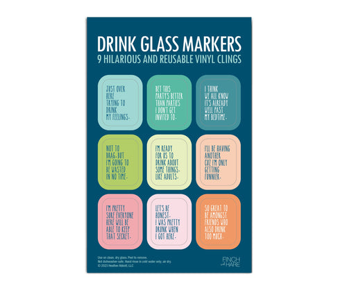 Funny Drink Glass Markers - Cling Drink Markers