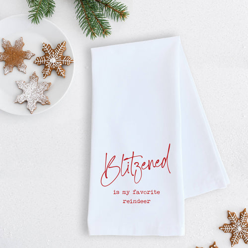 Blitzened Is My Favorite Reindeer - Tea Towel - Christmas