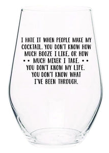 Cocktails Stemless Wine Glass