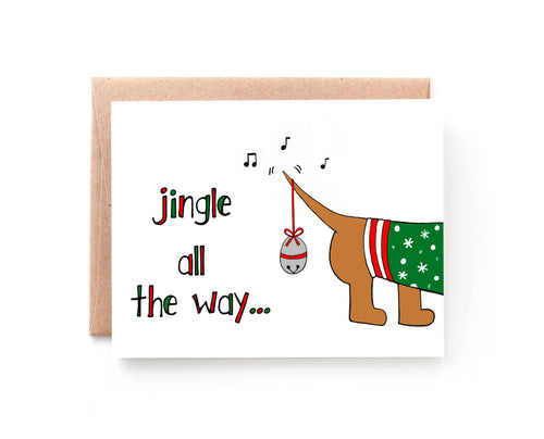 Jingle all the Way Dog Christmas Card, Holiday Card