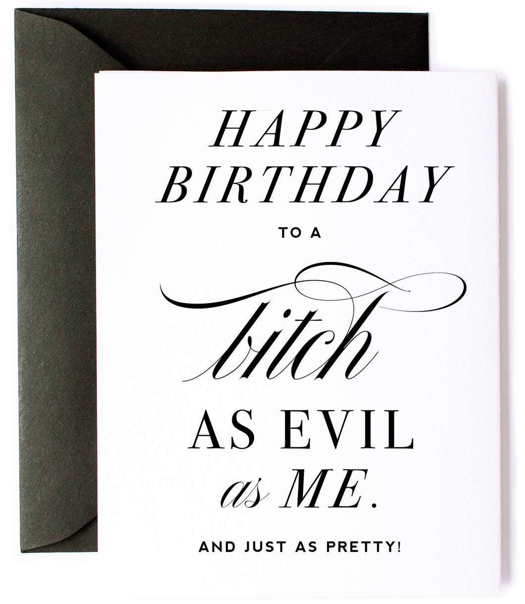 Happy Birthday to a bitch as evil as me birthday card