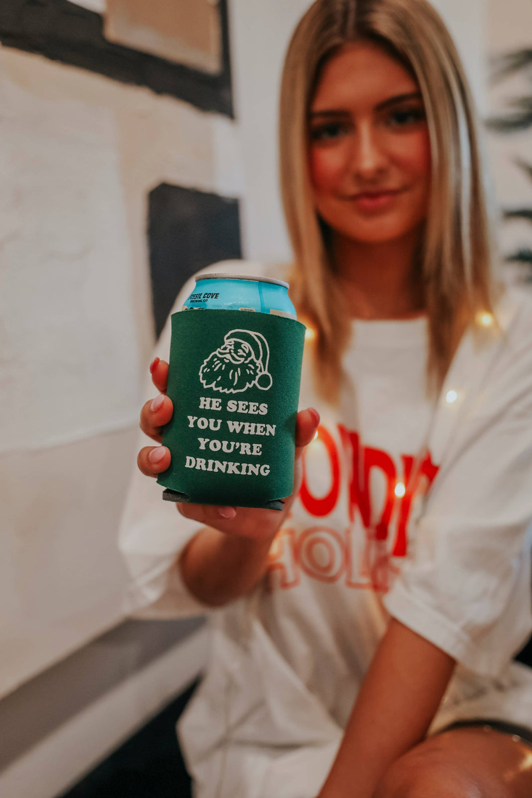 He Sees You When You're Drinking Koozie / Can Cooler