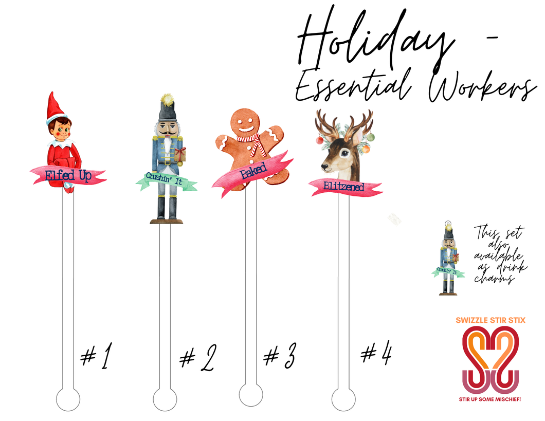 Holiday Essential Workers - Reusable Cocktail Stirrer - Swizzle Stick