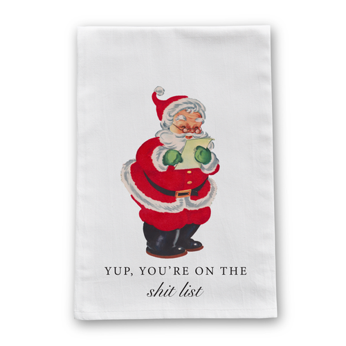 Shit List Vintage Retro Christmas Tea Towel