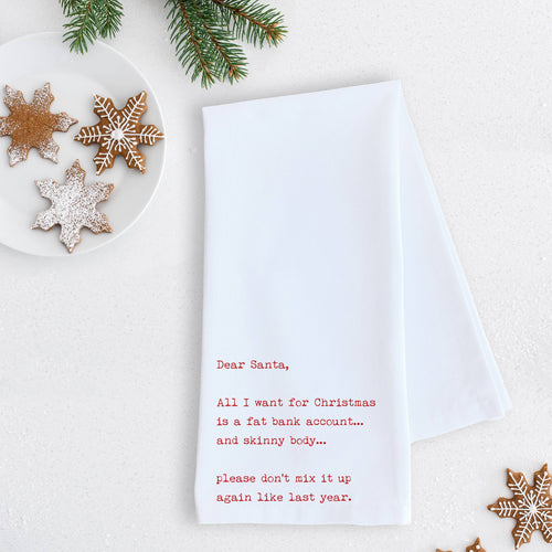 holiday christmas tea towel, dish towel, hostess gift