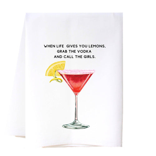 when life gives you lemos, grab vodka tea towel, austin, tx boutique