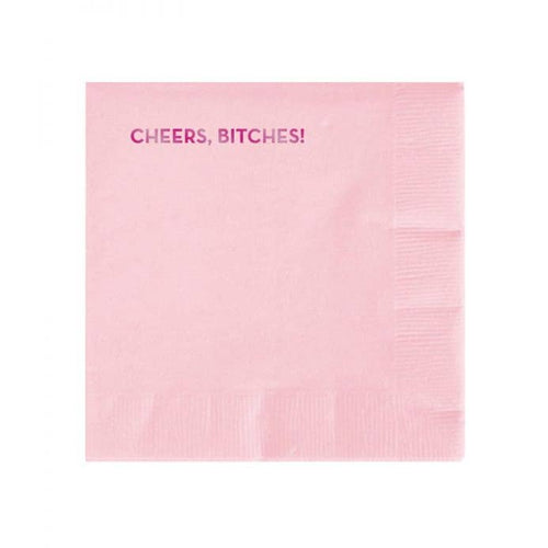 Cheers, Bitches Napkins (Pink With Pink Foil