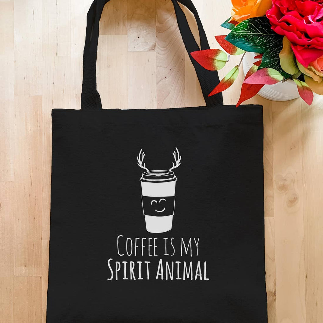 Coffee Is My Spirit Animal - Black Tote Bag