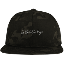 Load image into Gallery viewer, Two Words One Finger Flat Bill High-Profile Snapback Hat