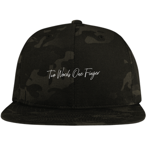 Two Words One Finger Flat Bill High-Profile Snapback Hat