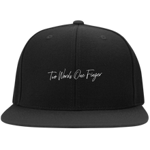 Load image into Gallery viewer, Two Words One Finger Flat Bill High-Profile Snapback Hat