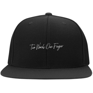 Two Words One Finger Flat Bill High-Profile Snapback Hat
