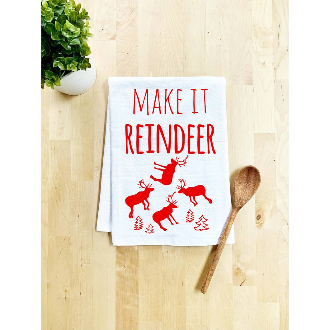 Make it Reindeer - White Holiday Dish Towel