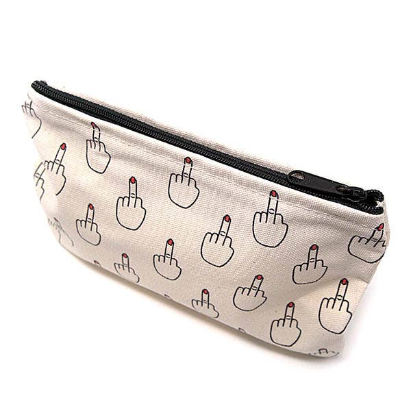 Middle Finger Makeup Bag Pouch | Two Words One Finger