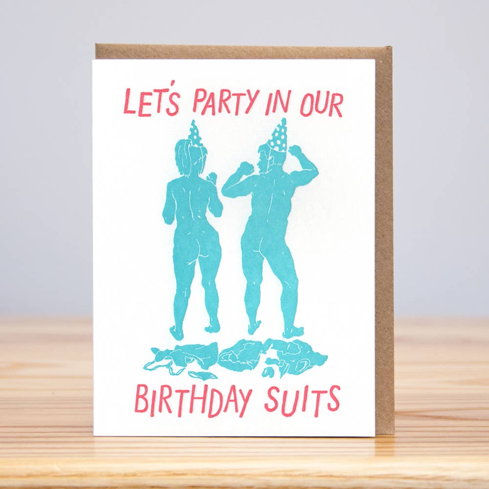Party in Our Birthday Suits Card (Letterpress)