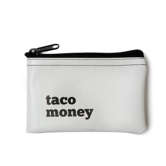 Taco Money Vinyl Zip Pouch Two Words One Finger