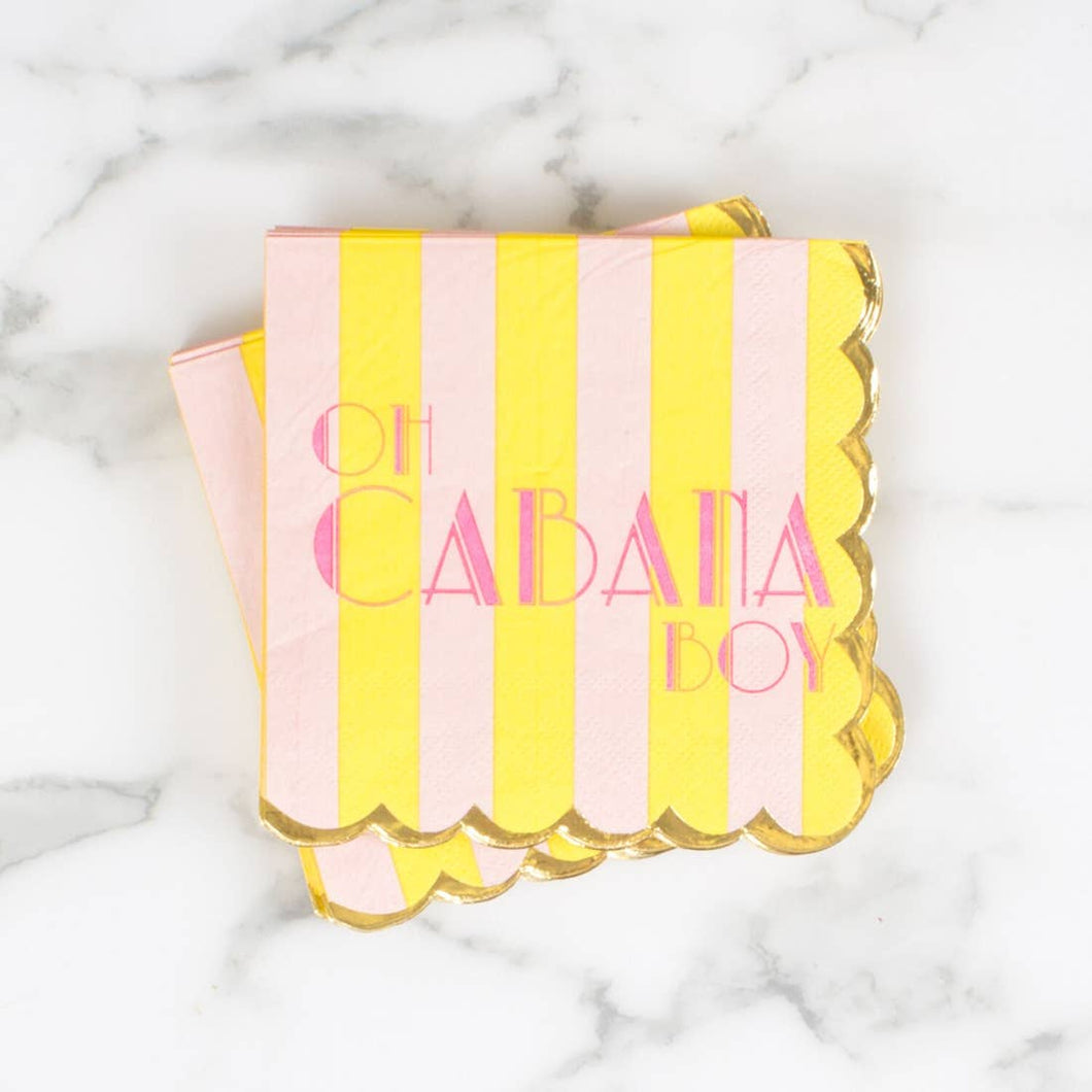 Oh Cabana Yellow and Pink Beverage Napkins - Set of 20