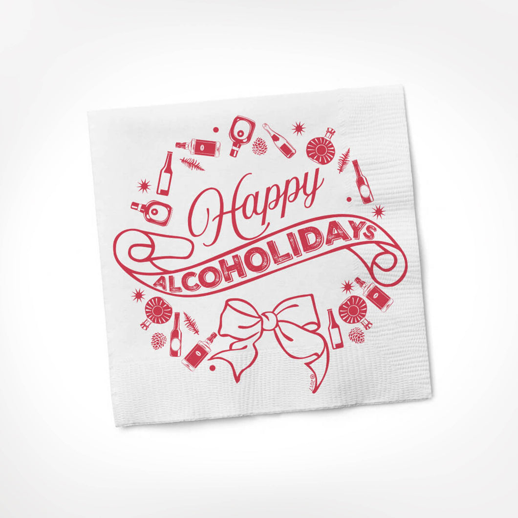 Happy Alcoholidays Cocktail Napkin, christmas hostess gift