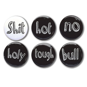 Shit Words Funny Set of Six 1" magnets
