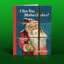 Load image into Gallery viewer, I See You! Santa Christmas Card