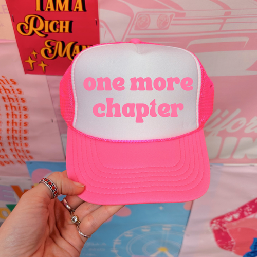 Hot Pink One More Chapter Trucker Hat: Bookworm:Reading