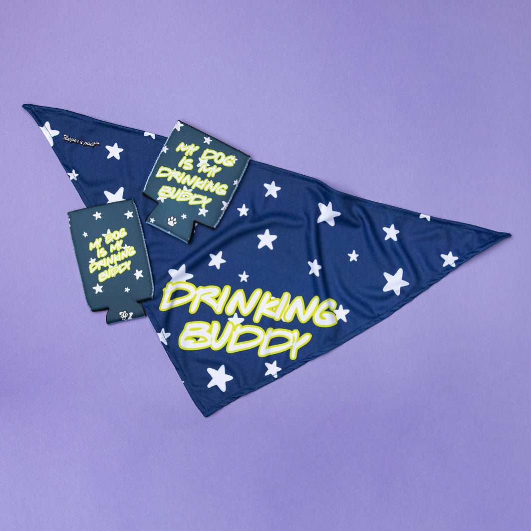 Drinking Buddy Dog Bandana + Can Cooler Set ( only one can cooler)