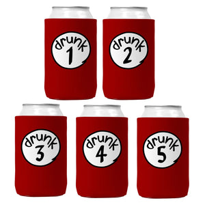 Drunk 1,2,3,4,5 Can Coozie Cooler for 12oz Cans