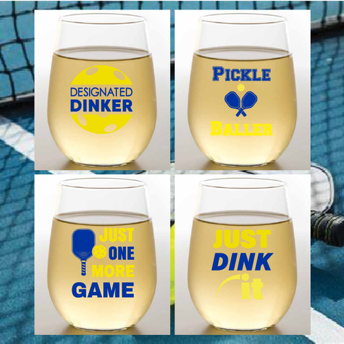 PICKLEBALL SAYINGS Shatterproof Wine Glasses