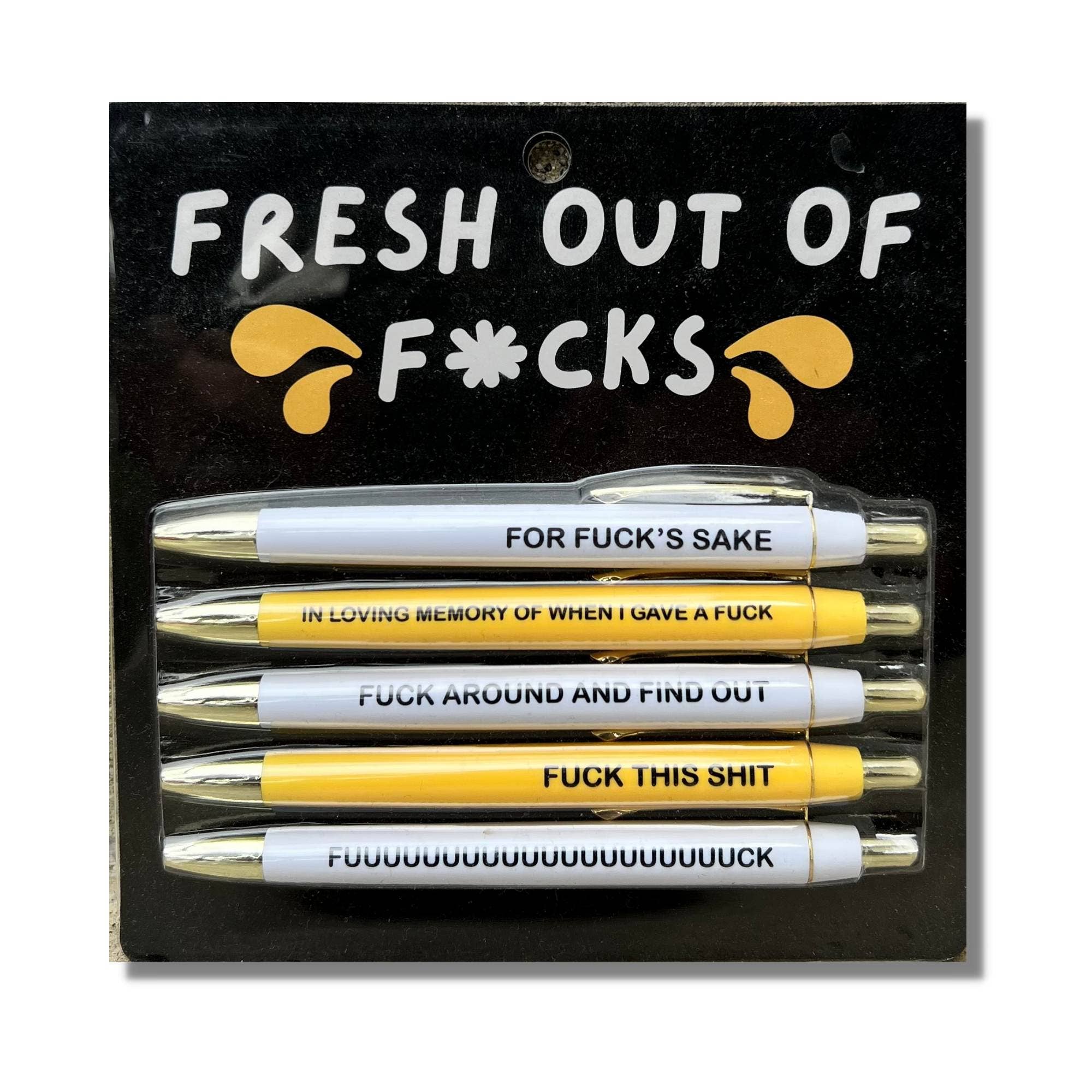 Pen&Sticky Note Set Smooth Writing Fun Fresh Out Of Fcks Pen Pad Set Black  New