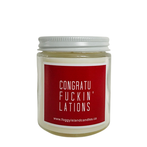 Congratu Fuckin lations Candle, austin, tx, two words one finger, gift boutique