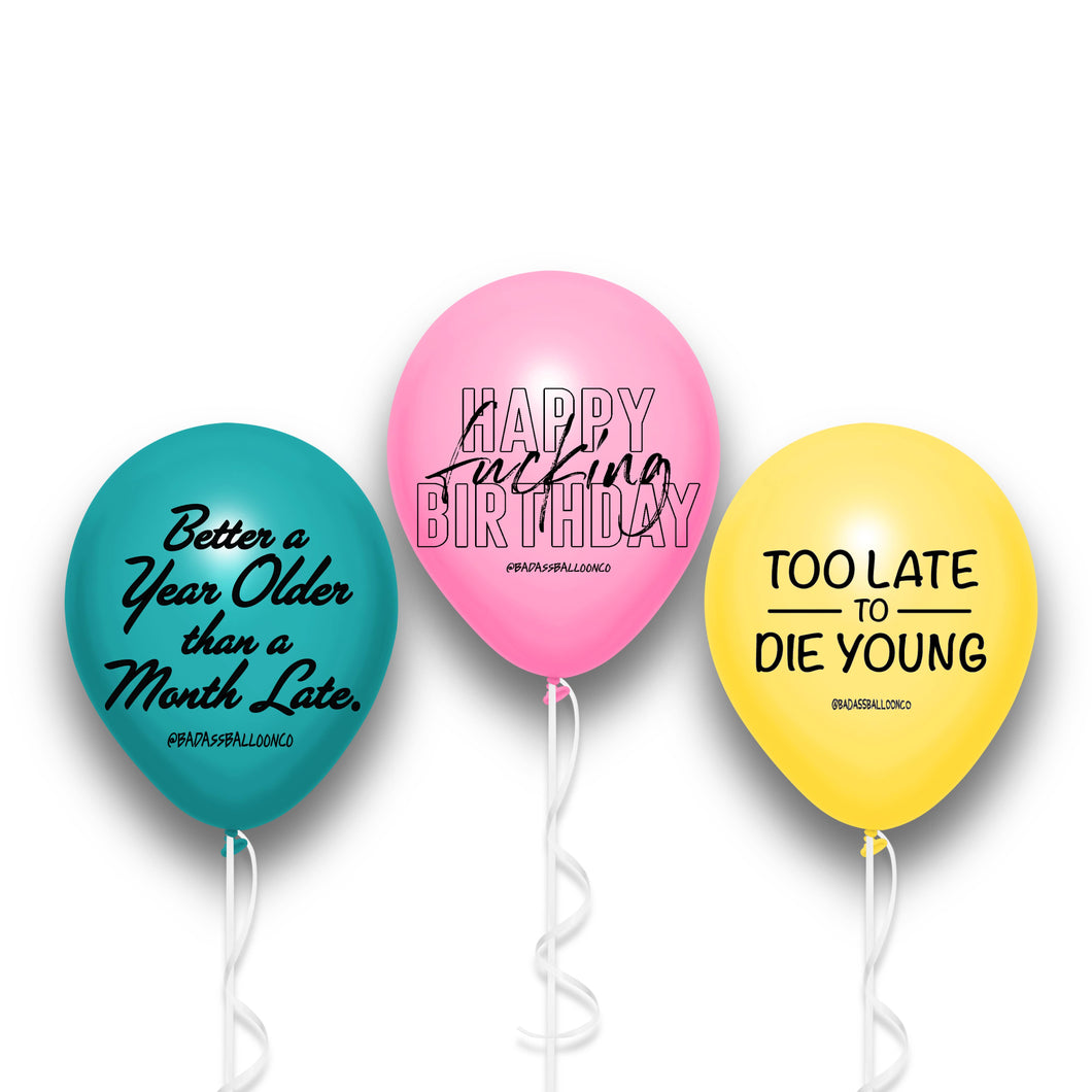 Assorted Badass Birthday Balloon Pack