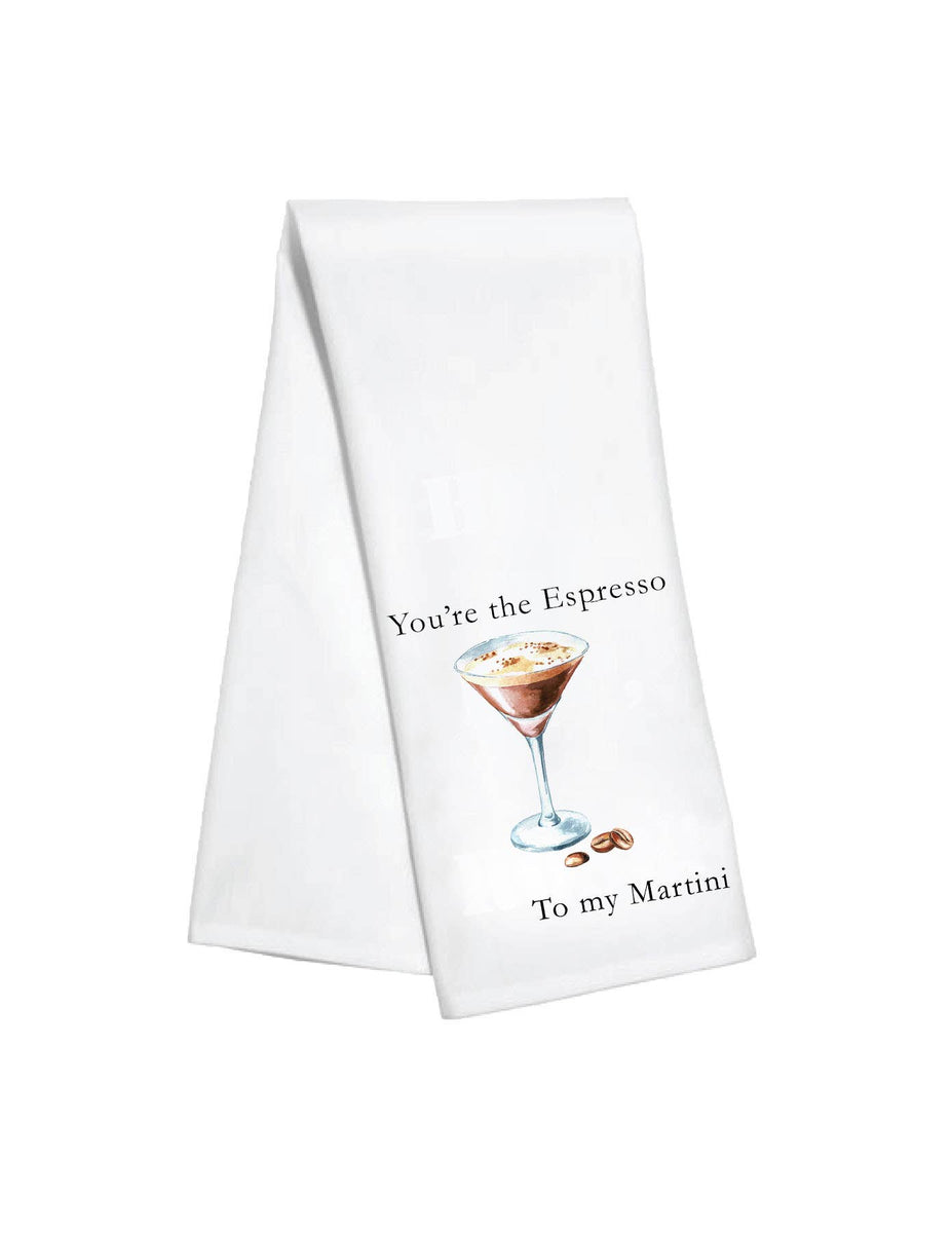 Espresso Martini Kitchen Towel Two Words One Finger